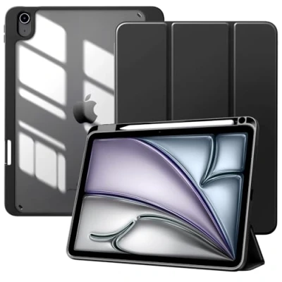 Immagine di TiMOVO Cover per iPad Air 11 Pollici M2 2024, 6/5/4 Generazione 2024/2022/2020 10,9&quot; con Portapenna, Custodia Protettiva Guscio Posteriore Trasparente, Auto Sveglia/Sonno, Nero