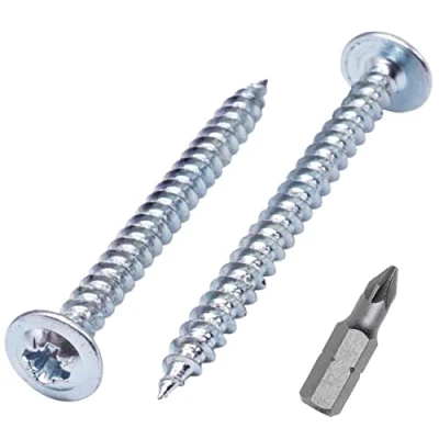 Immagine di SKIR&#039;CO 100 viti in acciaio zincato 4,0 x 45 mm argento legno metallo, testa wafer, Pozidriv, autofilettanti