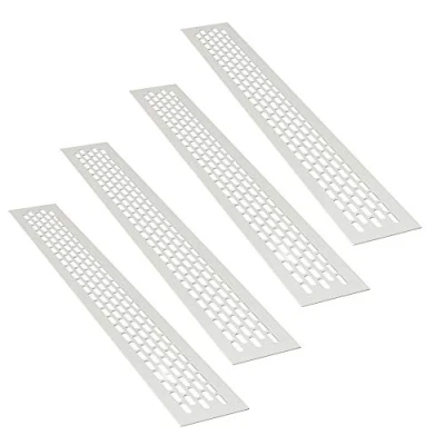 Immagine di sossai® Griglia di ventilazione in alluminio Alucratis (4 pezzo) Rettangolare dimensioni: 80 x 6 cm Colore: bianco areazione