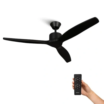 Immagine di Mellerware Ventilatore da soffitto con telecomando Brizy! Potenza 45 W Ultra silenzioso 3 pale Diametro 132 cm 6 velocità Timer Nero