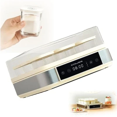 Immagine di Yogurtiera Macchina automatica per yogurt digitale con 9 vasetti di vetro (52z ogni vasetto) Display LCD controllo costante della temperatura Design in acciaio inossidabile uso domestico