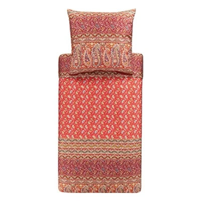 Immagine di Bassetti Biancheria da letto Imperia R1 in cotone makò satin di colore rosso, 2 pezzi, con chiusura lampo, dimensioni: 135 x 200 cm, 80 9323469, cm