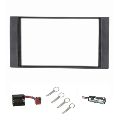 Immagine di tomzz Audio 2415 072 Doppia lunetta radio din set si adatta a Ford Focus 2 Fiesta C Max S Maxy Galaxy Mondeo Kuga Transit nero con adattatore quadlock iso, antenna iso din, staffa di sblocco