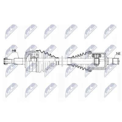 Immagine di NTY NPW VW 129 Albero motore / Semiasse Assale anteriore Sx 650 Trasmissione automatica VOLKSWAGEN: Transporter 5, 6, Multivan 5 (7HM
