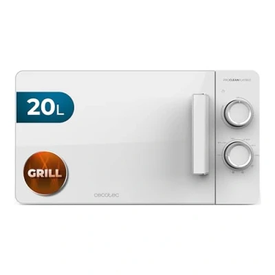 Immagine di Cecotec Forno a Microonde 20L Proclean 3120 Flatbed. 700W e Grill 800W, Design Compatto, Interno Ceramico, Modalità Scongelamento, Timer 30 Min, Tecnologia 3Dwave