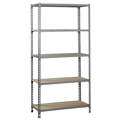 Immagine di Simon Rack Scaffale Metallo Garage e 5 Ripiani, Capacità di Carico 150 kg Punto Flessione, 2000x1000x400 mm, Metallo, Scaffalatura per Garage, Grigio/Legno Maderclick