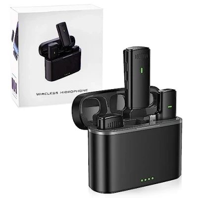 Immagine di lulaven Mini Wireless Lavalier Microfono per iPhone Plug &amp; Play Intelligent Noise Reduction Video Recording, Vlog, Intervista, 7H Batteria, 20M Trasmissione