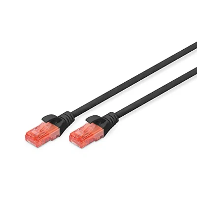 Immagine di DIGITUS CAT 6 U UTP Patch Cable, 1m, cavo di rete LAN DSL Ethernet, LSZH, rame, AWG 26/7, nero