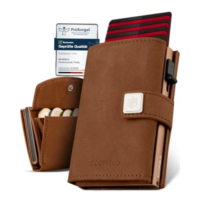 Immagine di SF SCOFIELD Trinity Slim Wallet con scomparto per monete, Custodia carte di credito da uomo 10 12 I RFID Protezione Portafogli Smart
