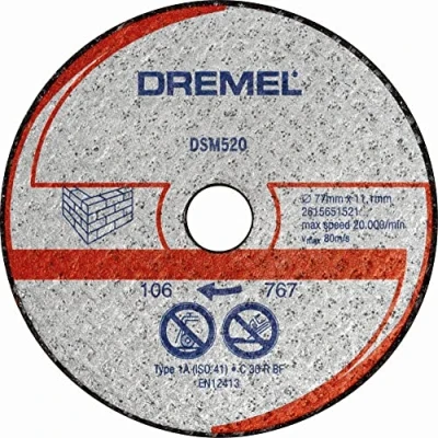 Immagine di Dremel DSM520 2615S520JB Disco di taglio dritto 77 mm 2 pz. Mattone, Cartongesso