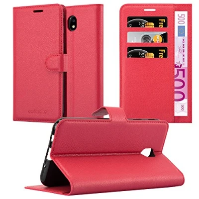 Immagine di Cadorabo Custodia Libro per Samsung Galaxy J7 2017 in ROSSO CARMINIO con Vani di Carte, Funzione Stand e Chiusura Magnetica Portafoglio Cover Case Wallet Book Etui Protezione
