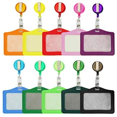Immagine di CODIRATO 10 Pezzi Porta Badge PU Bobine di Retrattile con Clip Cinghie Cordini per Carte e Chiavi (multicolore)