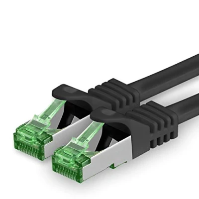 Immagine di 1aTTack.de Cat.7 Cavo di Rete 1m Nero 1 Pezzo Ethernet LAN SFTP Spina RJ45 Cat6a 10 Gbit/s Compatibile con Cat5 Cat6 Cat8 per Switch Router Modem Patchpanel