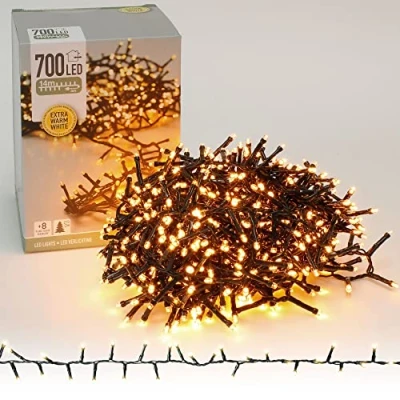 Immagine di ECD Germany Catena Luminosa Natalizia con 700 LED Stringa Lunghezza 14 m Luce Extra Bianco Caldo Impermeabile IP44 8 Funzioni Ghirlanda Decorazione Albero Luci di Natale Feste per Interni/Esterni