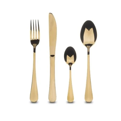 Immagine di BERGNER MUNICH Set posate 24 pezzi per 6 posti tavola Acciaio inossidabile Spessore 2,5 mm Finitura a specchio color champagne Lavabile in lavastoviglie Ottimo l&#039;uso quotidiano