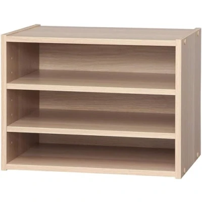 Immagine di Iris Ohyama, Scaffale a 3 livelli/Armadio aperto/Scatola impilabile in legno/Mobili laterali/Armadio con ripiani, Moderno, Design, Ufficio, Casa Stack Box STB 400T Marrone chiaro