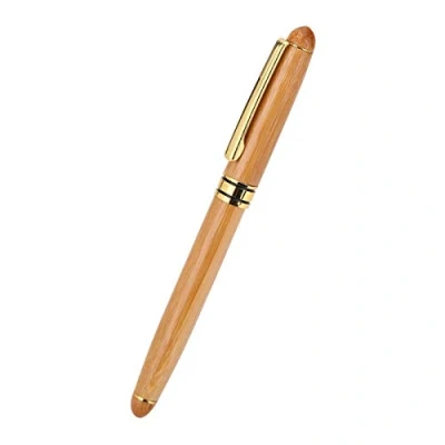 Immagine di Akozon Penna Stilografica in Compensato di Bambù per Calligrafia a Manico Largo Punta Scalpello Scrittura Pennino Gotico Arabo Corsivo(written2.9mm)
