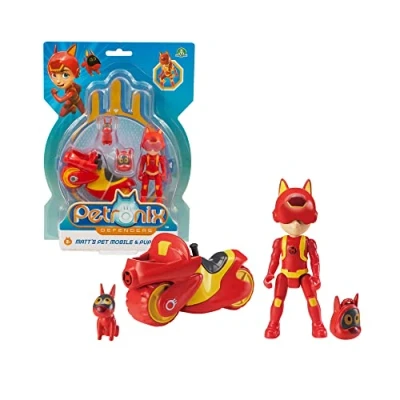 Immagine di Giochi Preziosi Petronix Defender Matt e Pup E, Missione con Motocicletta Zaino Removibile Giocattolo, Personaggio Action Figure 7 cm, Supereroe Trasformabile per Bambini dai 3 anni