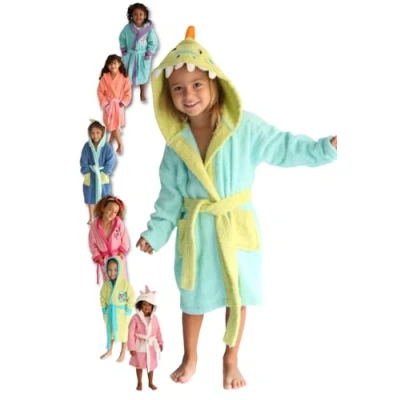 Immagine di LEBENGOOD Accappatoio bambina, bambino, Ragazze Cotone: Ragazza, Bambini 100% Cotone OEKO TEX,2 tasche, cappuccio (2 4, Reptor)