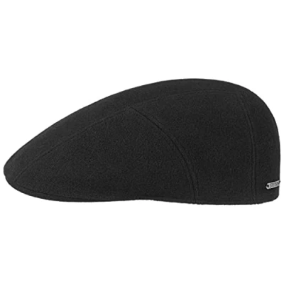 Immagine di Stetson Coppola con Cachemire Reid Wool Uomo Made in The EU Cappellino Lana Cappello Piatto Visiera, Fodera, Fodera Inverno Autunno/Inverno L (58 59 cm) Nero