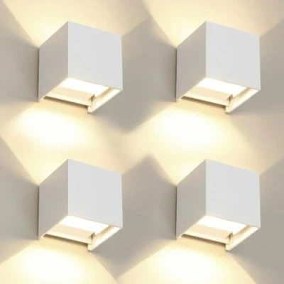 Immagine di 4 Pezzi Applique da Parete Esterno/Interno Regolabile 3 colori LED Cubo IP65 Impermeabile Lampada Esterno Esterni Muro Quadrata Angolo del Fascio Moderne Bianco 15W 11CM
