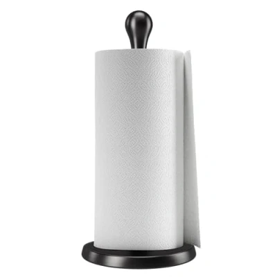 Immagine di Umbra Porta asciugamani di carta da cucina con una sola mano, base ponderata per rotoli standard, colore nero metallizzato