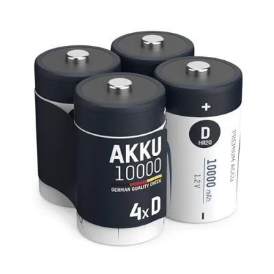 Immagine di ANSMANN 2x Batterie ricaricabili stilo Mono D Tipo 10000 (min. 9300 mAh) 1,2V NiMH Pila a ricarica veloce fino 1000 cicli di eco friendly