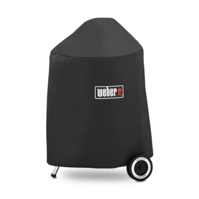Immagine di Weber Copertura per sup. cottura Ø 47 cm Premium BBQ a carbone, traspirante, resistente ai raggi UV e all&#039;acqua, protezione da vento intemperie, con chiusura in velcro fissaggio Nero (7141)