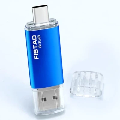 Immagine di Chiavetta 64GB USB Type C 2 in 1 OTG Flash Drive 2.0 Pen Memoria Stick Per Smartphones, Laptop, PC, ecc (Blu)