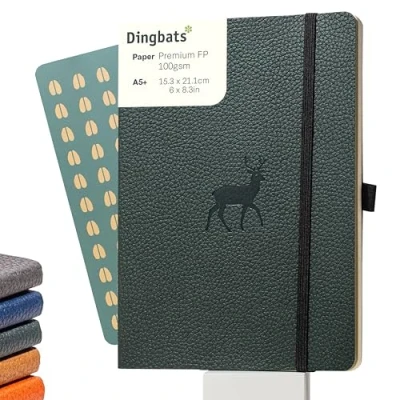 Immagine di Dingbats* Taccuino a Righe A5 Copertina Morbida Pagine Spesse Perforate Esperienza Versatile, Pelle Vegana, Segnalibro, Portapenne