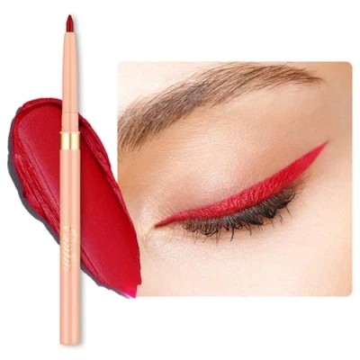 Immagine di OULAC Matita Occhi Waterproof, Eyeliner e Lip Liner Rosso Mat Girevole, Colore Intenso, Dura 12 Ore +, Texture Liscia Cremosa, Non Trasferibile, Vegan (L08) Ruby