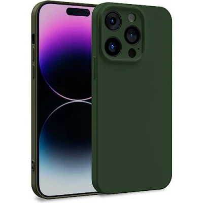 Immagine di MyGadget Cover per iPhone 14 Pro Custodia in Silicone Morbido a Doppio Strato Case con Protezione Fotocamera &amp; Fodera Interna Antigraffio Verde oliva