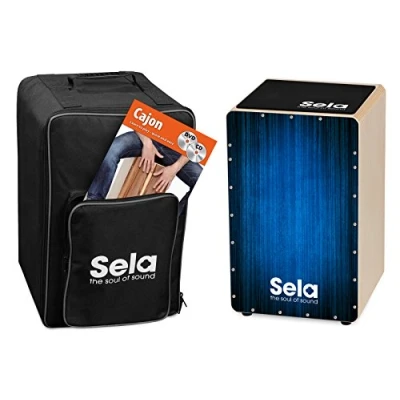Immagine di Sela SE 130 EN Varios Blue cajon Set with backpack, pad, English method, CD and DVD