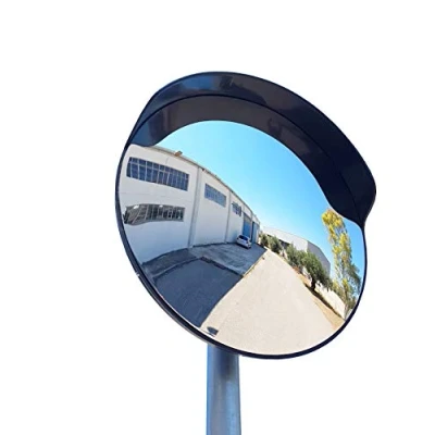 Immagine di SNS SAFETY LTD Specchio convesso da traffico in policarbonato, di colore nero, diametro 60 cm, per la sicurezza strada e i negozi, con staffa fissaggio regolabile palo mm.