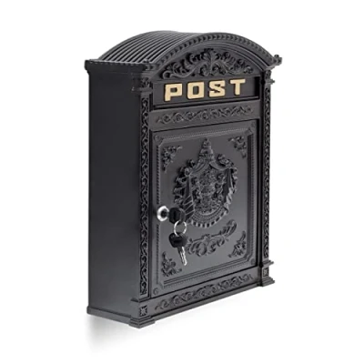 Immagine di Relaxdays Cassetta delle Lettere, HLP: 44,5 x 31 9,5 cm, Design Antico con Scritta “POST, Ampia Casella, Nero
