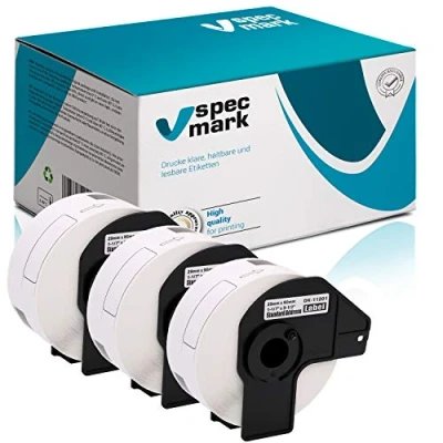 Immagine di specmark 3 rotoli di etichette singole compatibili con Brother DK 11201 29 mm x 90 400 per tutte le stampanti QL 570 700 800