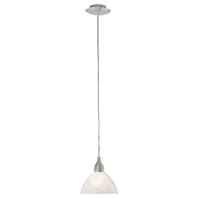 Immagine di Eglo lampada a sospensione Brenda, da sala pranzo, lampadario in metallo argento e vetro bianco alabastro, attacco E27, Ø 19,5 cm