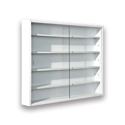 Immagine di Inter Link Espositore da parete per oggetti collezione Mobile contenitore con 4 ripiani 5 scomparti miniature Pannello in truciolato Bianco (80x60x9,5 cm) Compilati