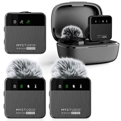 Immagine di Easypix MyStudio® Wireless Mic Duo a clip Lavalier Microfono da studio Tipo di trasmissione (dettaglio):Cablato, Senza fili (radio) incl. protezione vento,