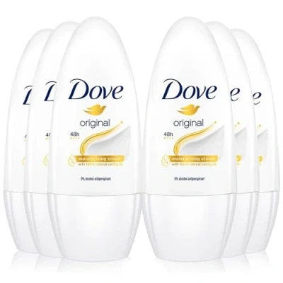 Immagine di Dove Desodorante roll on original per Donna 6 Pezzi da 50 ml, Totale: 300 ml (Il pacchetto può variare)