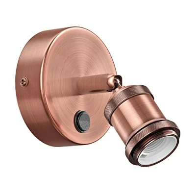 Immagine di ledscom.de Applique RETRA, interruttore, bronzo opaco, rotonda, 1x E27 max. 60W, lampada d&#039;ambiente, base E27, luce vintage, loft, retrò, Edison, 1 luce, decorativa,