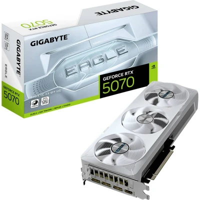 Immagine di Gigabyte GeForce RTX 5070 EAGLE OC ICE SFF 12G Scheda Grafica 12GB GDDR7, 192 bit, PCI E 5.0, 2587 MHz Core Clock, 3 x DP 2.1a, 1 HDMI 2.1b, NVIDIA DLSS 4, GV N5070EAGLEOC 12GD
