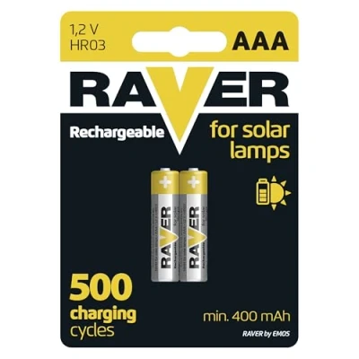 Immagine di EMOS Raver AAA Micro batterie lampade solari, 2 Pezzi, NiMH, 1,2 V, 400 mAh, HR03, Ricaricabili