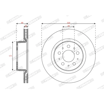 Immagine di FERODO Disco freno TESLA: Model 3 320mm 25mm 5 16.5 ventilato rivestito DDF3015C 104461100D Dischi freno, dei freni