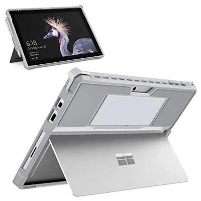 Immagine di MoKo Microsoft Surface PRO 7 Plus/PRO 7/PRO 6/PRO 2017 / 5/4 /LTE Custodia, Case Protettiva con Porta Penna &amp; Cintura Mano, Compatibile Type Cover Keyboard per 6/5/4 Grigio/Rosa