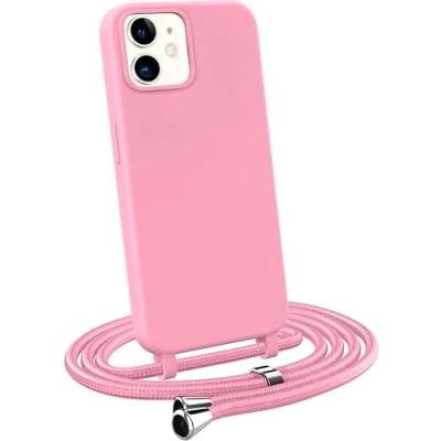 Immagine di MyGadget Cover per iPhone 11 Custodia con Corda Case Cordino Opaca Antiurto Bumper Laccio Tracolla Practical Stylish Collo Rosa