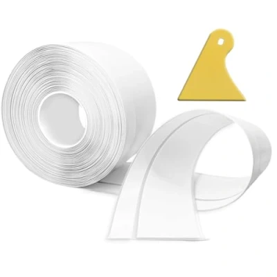 Immagine di Zoccolo flessibile autoadesivo, 12M da cucina in PVC 50x20mm, autoadesivo per e bagno 5x2 bianco