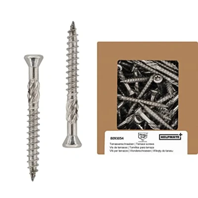 Immagine di HELPMATE Viti per terrazze 5 x 70 in acciaio inox A2 antiruggine 50 assi + 1 T25 bit da terrazza esterni (costruzione di terrazze, casette giardino, costruzioni