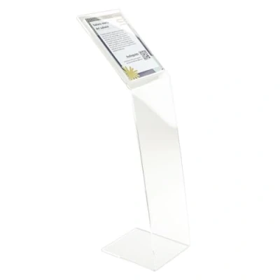Immagine di Danieli Espositore a Leggio da Pavimento in Acrilico Trasparente con Base L. Tasca Porta Comunicazioni o Menu A4. Ideale come Depliant per Ristoranti, Negozi.