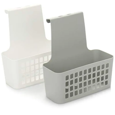 Immagine di com four® 2X Cesto sospeso, Robusta Scatola portaoggetti in plastica, organizzatore per Cucina, Bagno e Guardaroba (Cesto sospeso 2 Pezzi Grigio/Bianco)